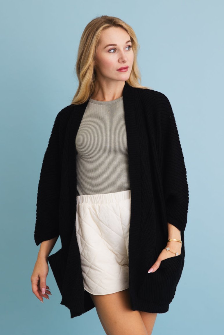 Ribbed Open-Front Knit Cardigan - Easy Layering 🧥 - NeoKira Unlimited
