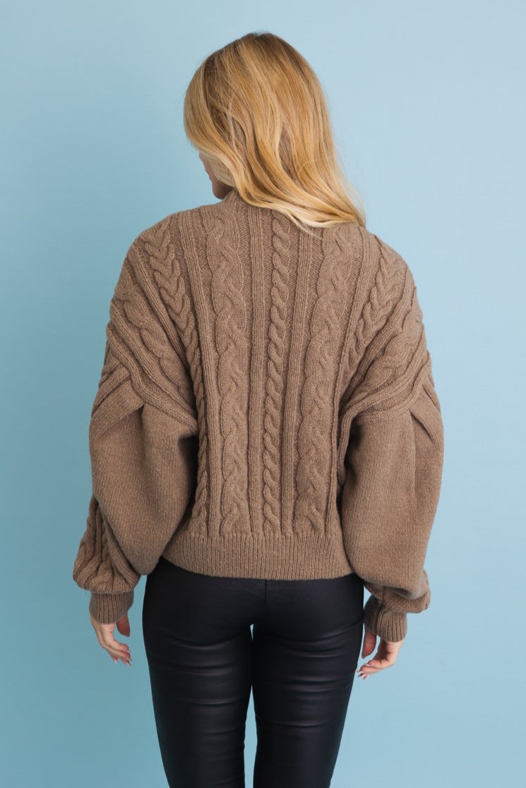 Chunky Cable Knit Button-Up Cropped Cardigan - NeoKira Unlimited