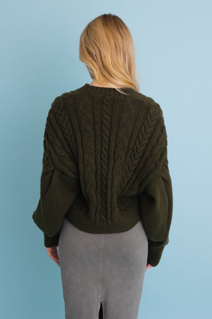 Chunky Cable Knit Button-Up Cropped Cardigan 🧥 - NeoKira Unlimited