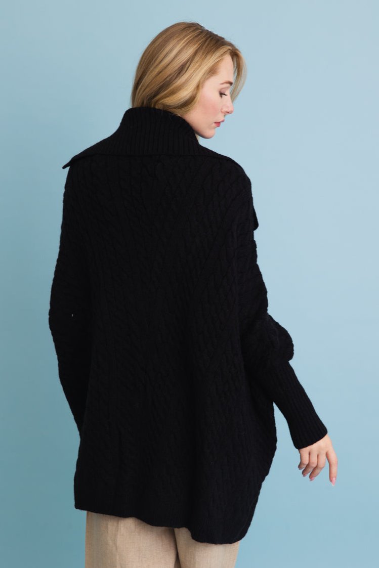 Chunky Cable Knit Oversized Poncho Cardigan - NeoKira Unlimited