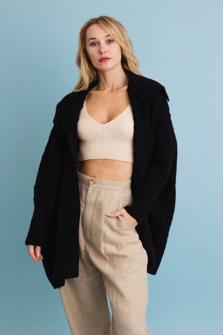 Chunky Cable Knit Oversized Poncho Cardigan - NeoKira Unlimited