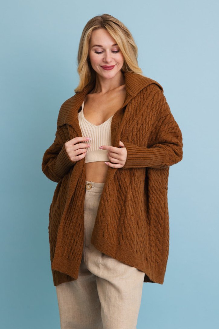 Chunky Cable Knit Oversized Poncho Cardigan - NeoKira Unlimited
