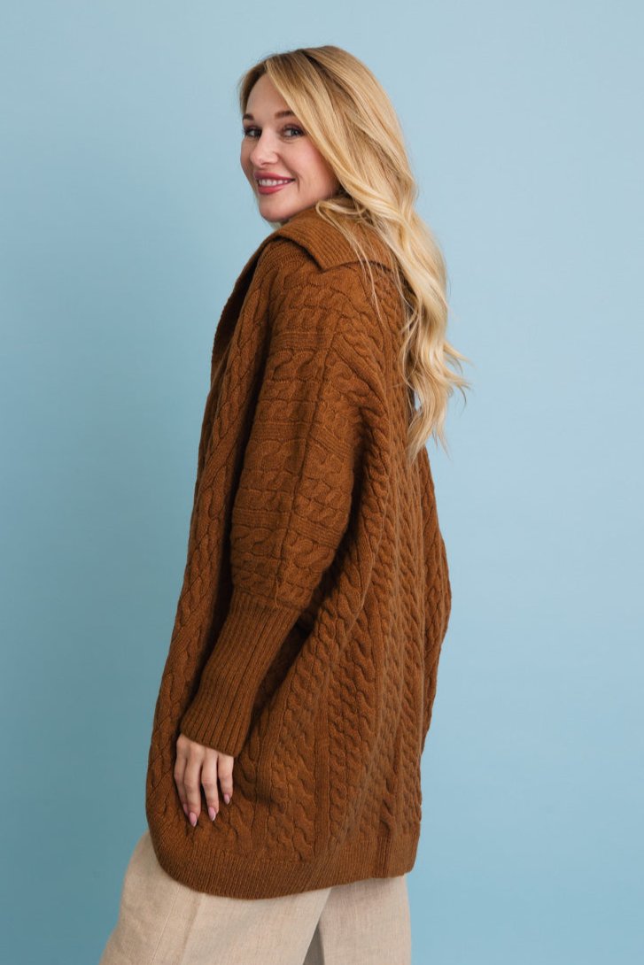 Chunky Cable Knit Oversized Poncho Cardigan - NeoKira Unlimited