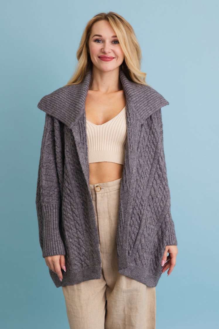 Chunky Cable Knit Oversized Poncho Cardigan - NeoKira Unlimited