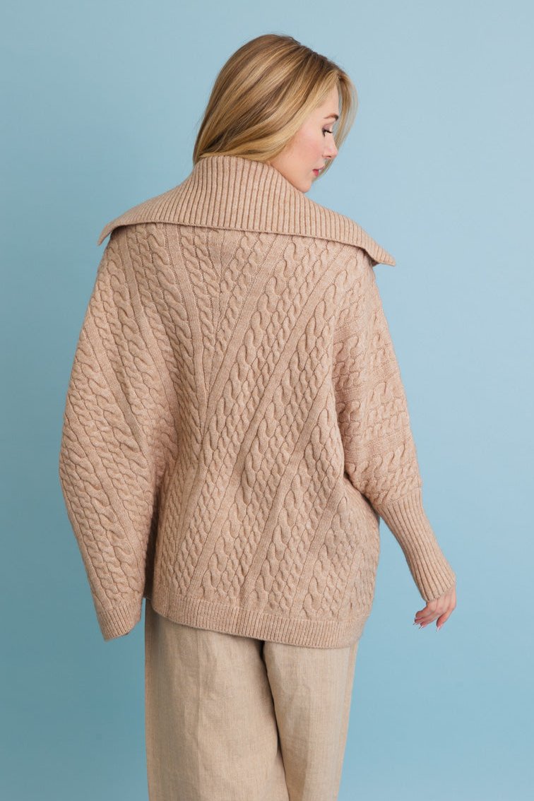 Chunky Cable Knit Oversized Poncho Cardigan - NeoKira Unlimited