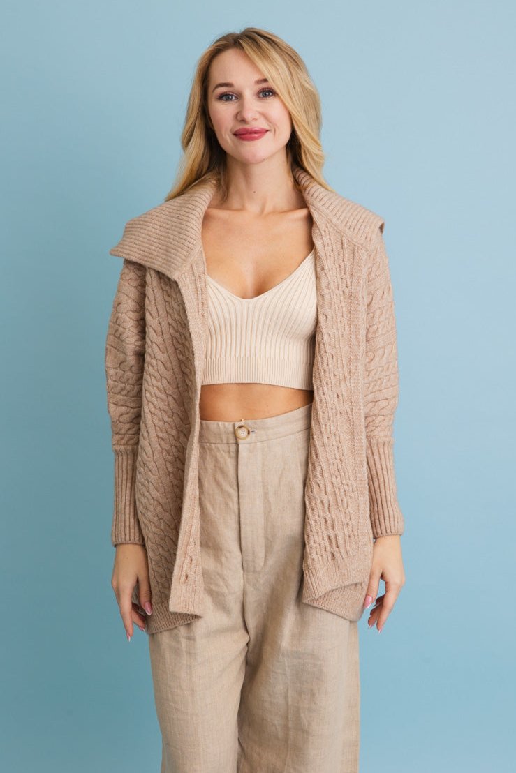 Chunky Cable Knit Oversized Poncho Cardigan - NeoKira Unlimited