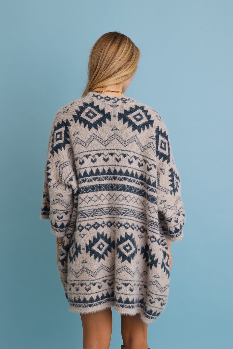 Aztec Soft Knit Cardigan with Tribal Print - Western Vibe - NeoKira Unlimited