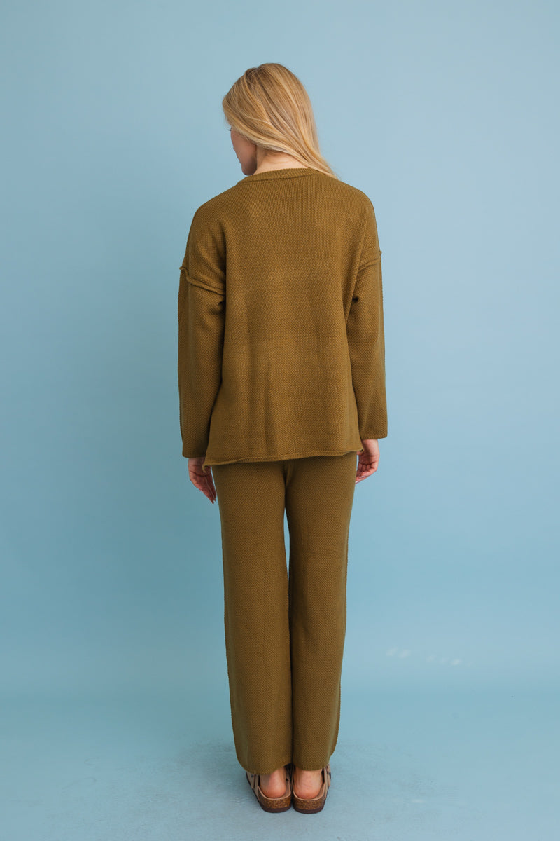 Relaxed Henley Waffle Knit Lounge Set - NeoKira Unlimited