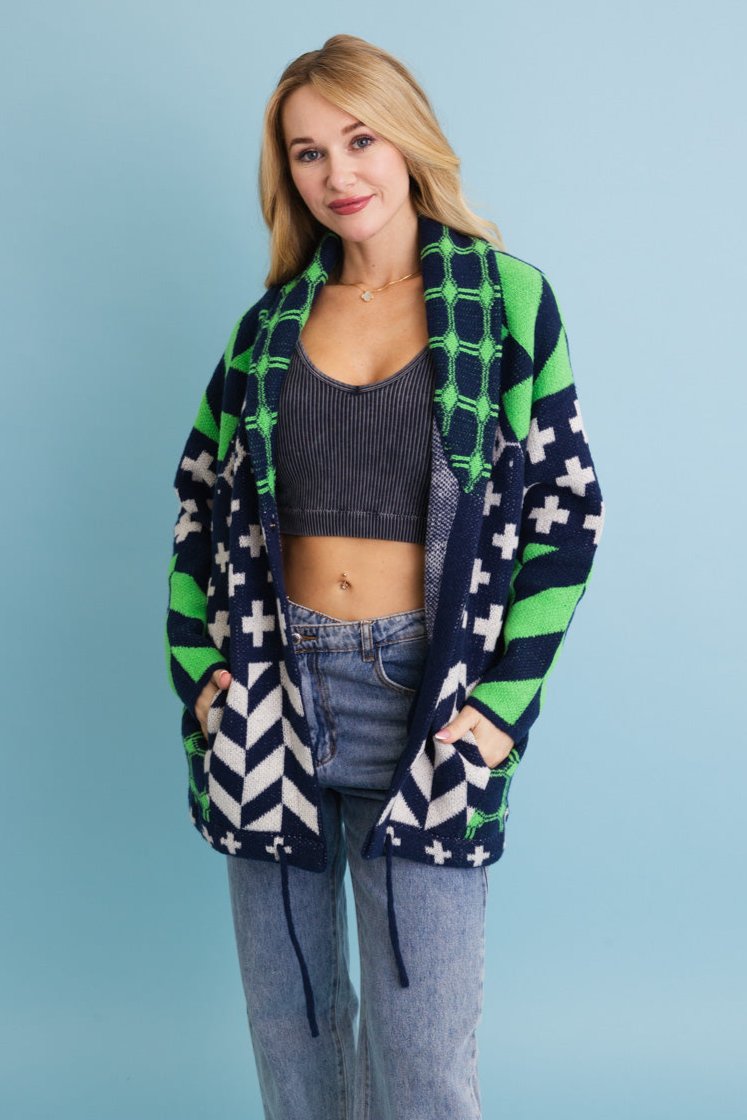Sierra Spirit Geometric Street Style Knit Cardigan - NeoKira Unlimited