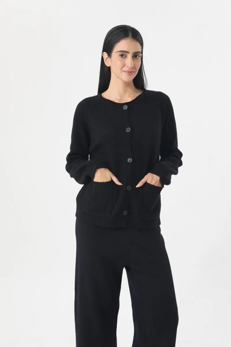 Women Knit Loungewear Set Cardigan Wide Leg Pants 🧶☁️ - NeoKira Unlimited