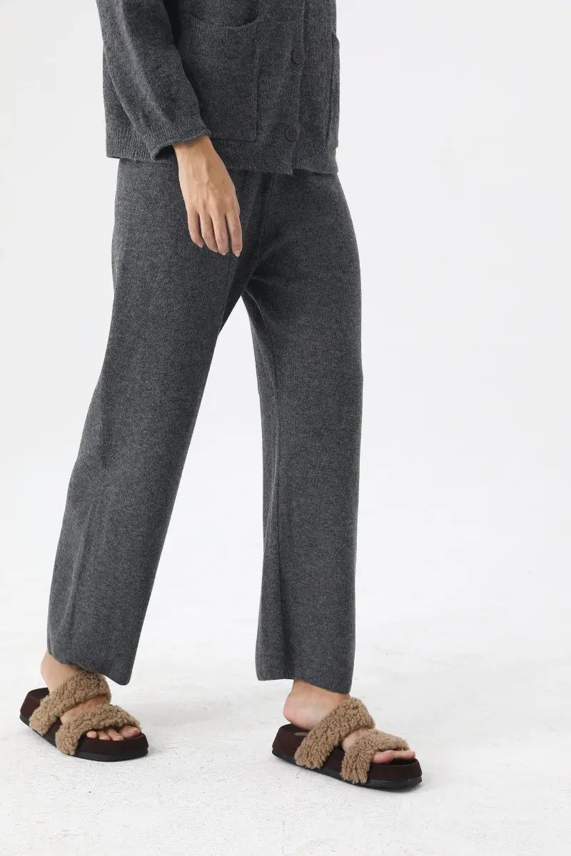Women Knit Loungewear Set Cardigan Wide Leg Pants 🧶☁️ - NeoKira Unlimited