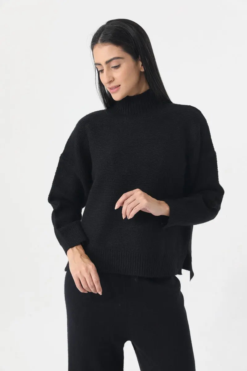 Women Turtleneck Knit Loungewear Set Sweater Wide Leg Pants 🧶☁️ - NeoKira Unlimited