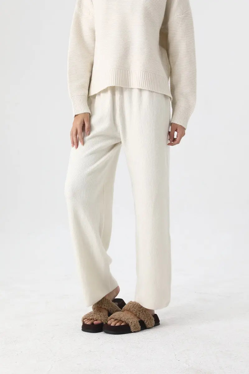 Women Turtleneck Knit Loungewear Set Sweater Wide Leg Pants 🧶☁️ - NeoKira Unlimited