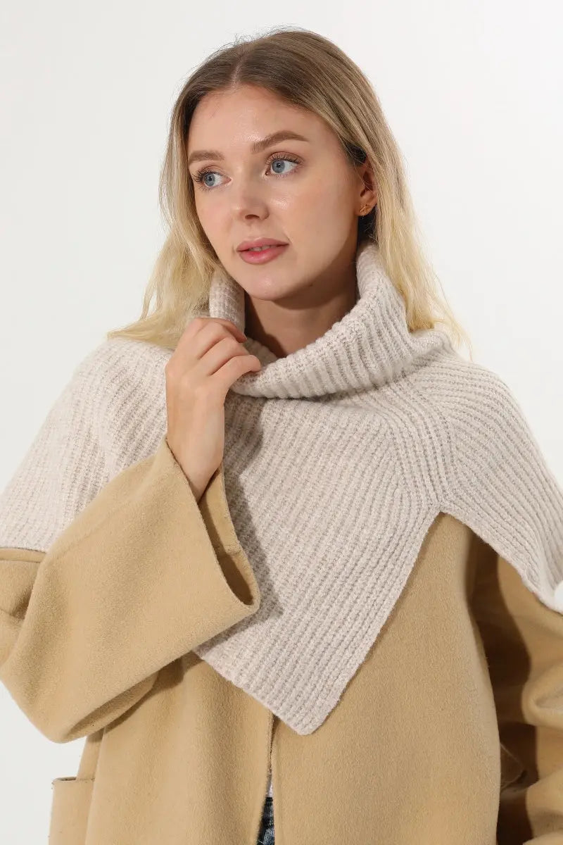 Ribbed Knit Multi‑Use Turtleneck Neck Warmer Shoulder Wrap - NeoKira Unlimited