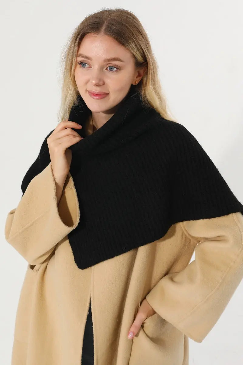 Ribbed Knit Multi‑Use Turtleneck Neck Warmer Shoulder Wrap - NeoKira Unlimited