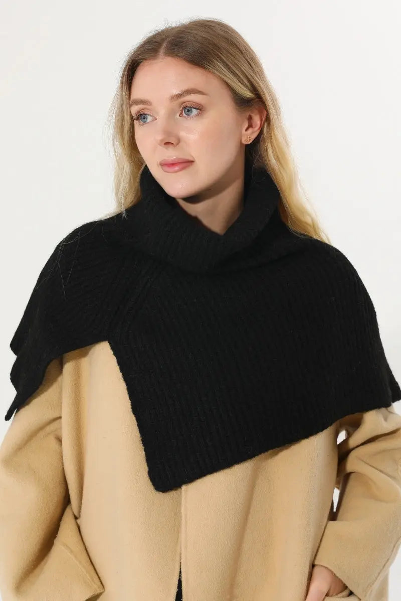 Ribbed Knit Multi‑Use Turtleneck Neck Warmer Shoulder Wrap - NeoKira Unlimited