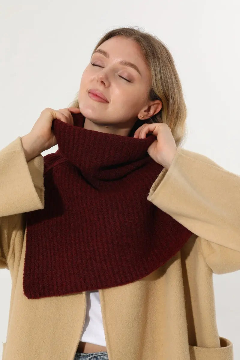 Ribbed Knit Multi‑Use Turtleneck Neck Warmer Shoulder Wrap - NeoKira Unlimited