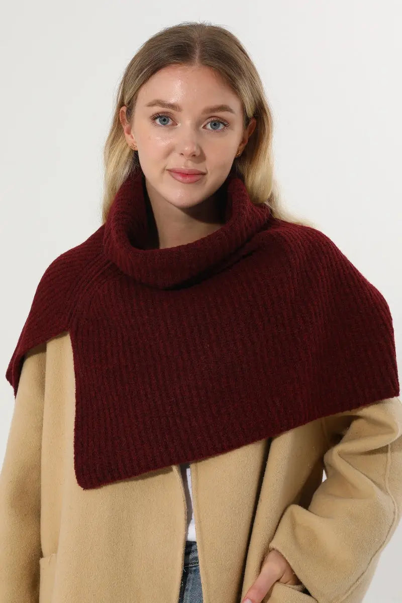 Ribbed Knit Multi‑Use Turtleneck Neck Warmer Shoulder Wrap - NeoKira Unlimited