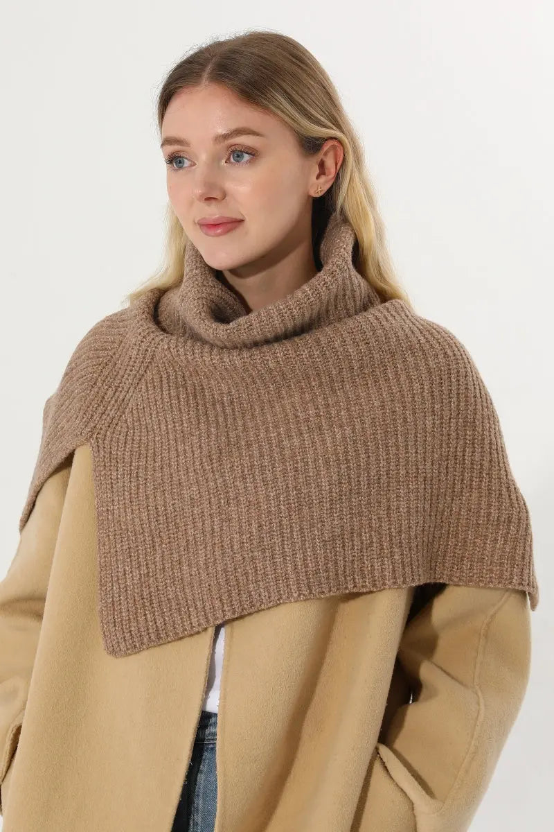 Ribbed Knit Multi‑Use Turtleneck Neck Warmer Shoulder Wrap - NeoKira Unlimited