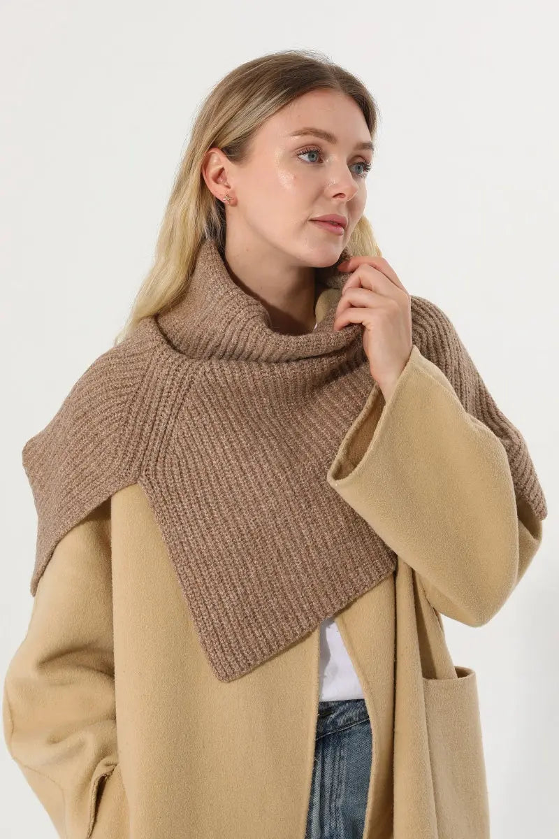 Ribbed Knit Multi‑Use Turtleneck Neck Warmer Shoulder Wrap - NeoKira Unlimited