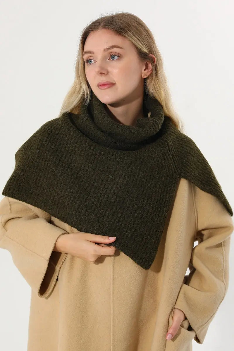 Ribbed Knit Multi‑Use Turtleneck Neck Warmer Shoulder Wrap - NeoKira Unlimited