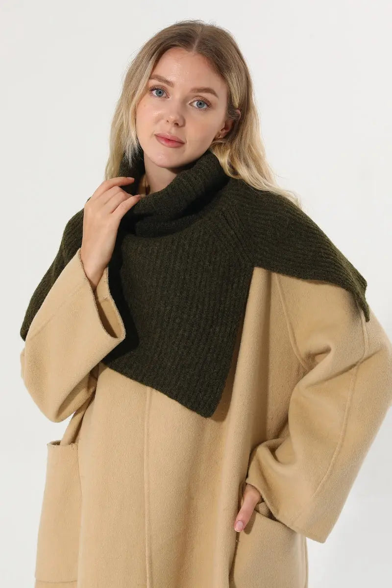 Ribbed Knit Multi‑Use Turtleneck Neck Warmer Shoulder Wrap - NeoKira Unlimited