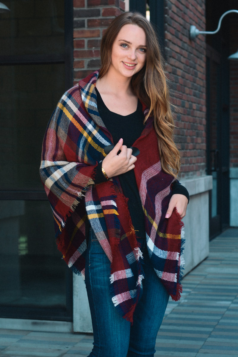 Classic Flannel Toggle Poncho - NeoKira Unlimited