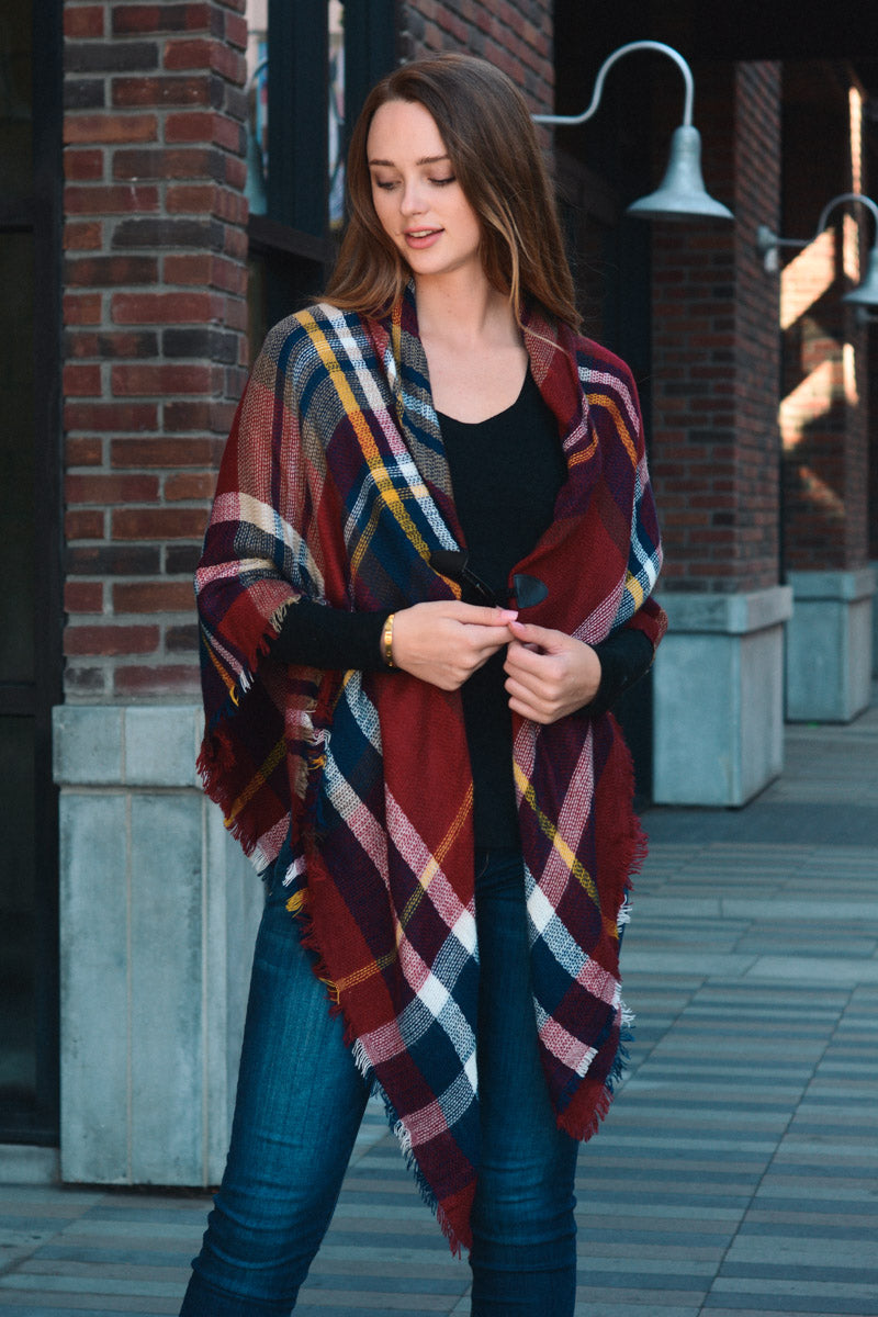Classic Flannel Toggle Poncho - NeoKira Unlimited