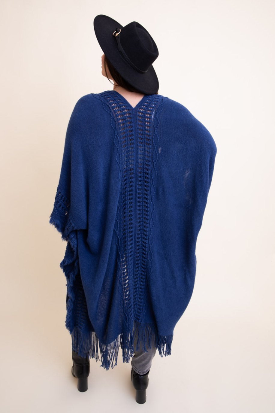 Open Work Frayed Bohemian Ruana - NeoKira Unlimited