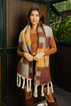 Multi Colored Checkered Scarf w/ Tassels - NeoKira Unlimited