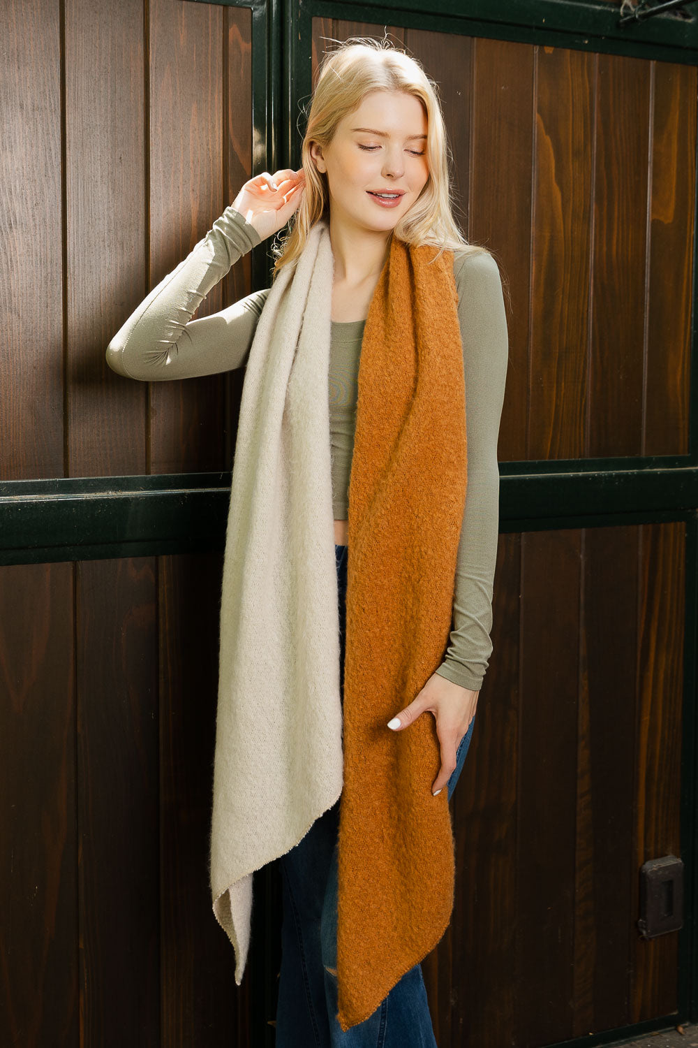 Cozy Double Tone Scarf Scarves Leto Collection   