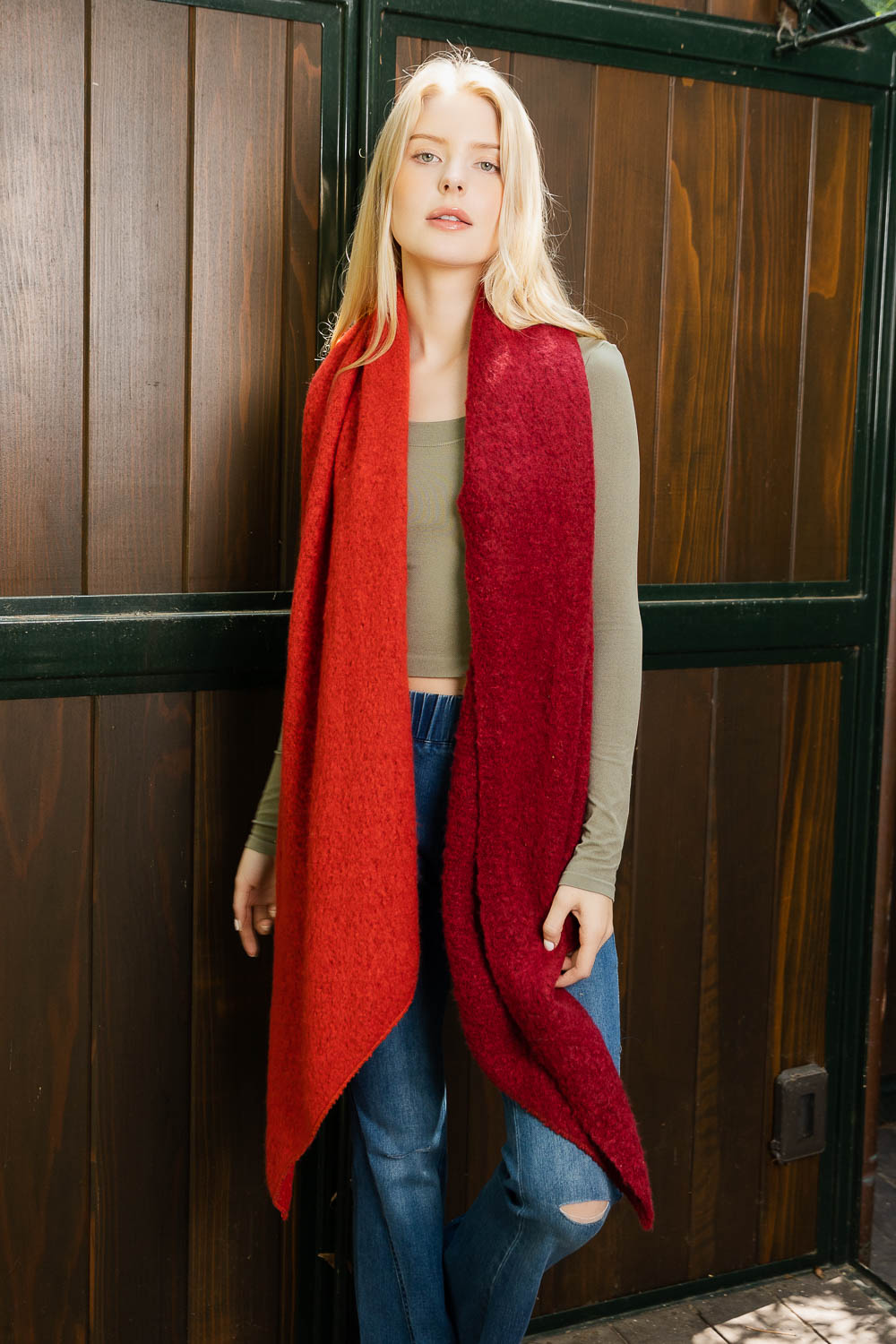 Cozy Double Tone Scarf Scarves Leto Collection   