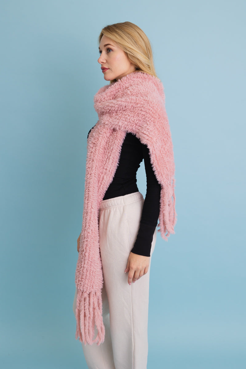 Ultra Soft Boucle Fringe Blanket Scarf - NeoKira Unlimited