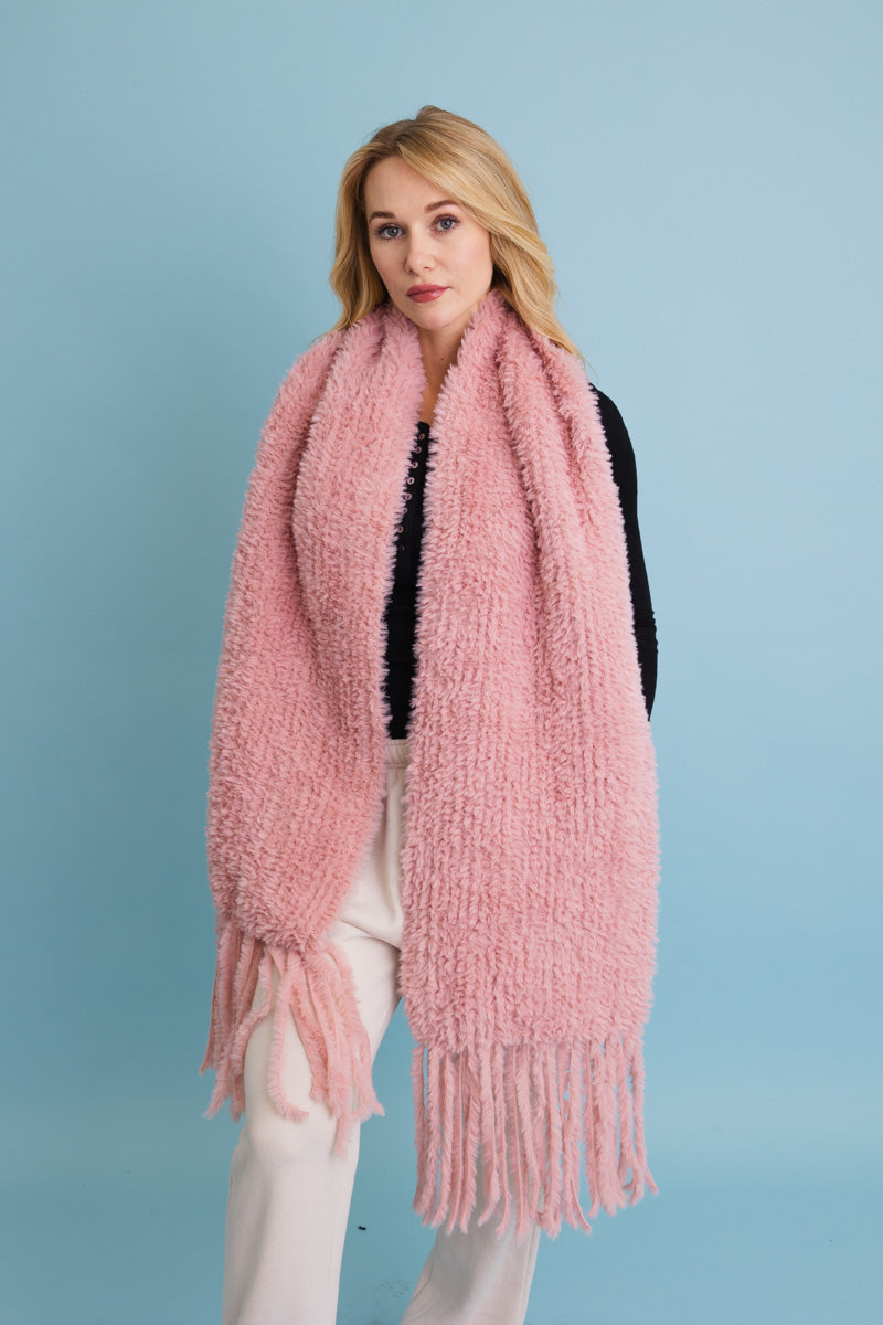 Ultra Soft Boucle Fringe Blanket Scarf - NeoKira Unlimited