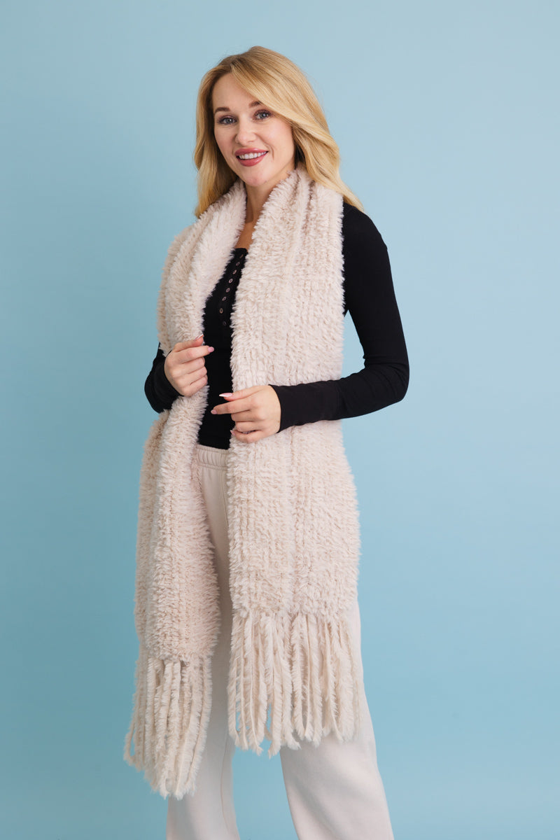 Ultra Soft Boucle Fringe Blanket Scarf - NeoKira Unlimited