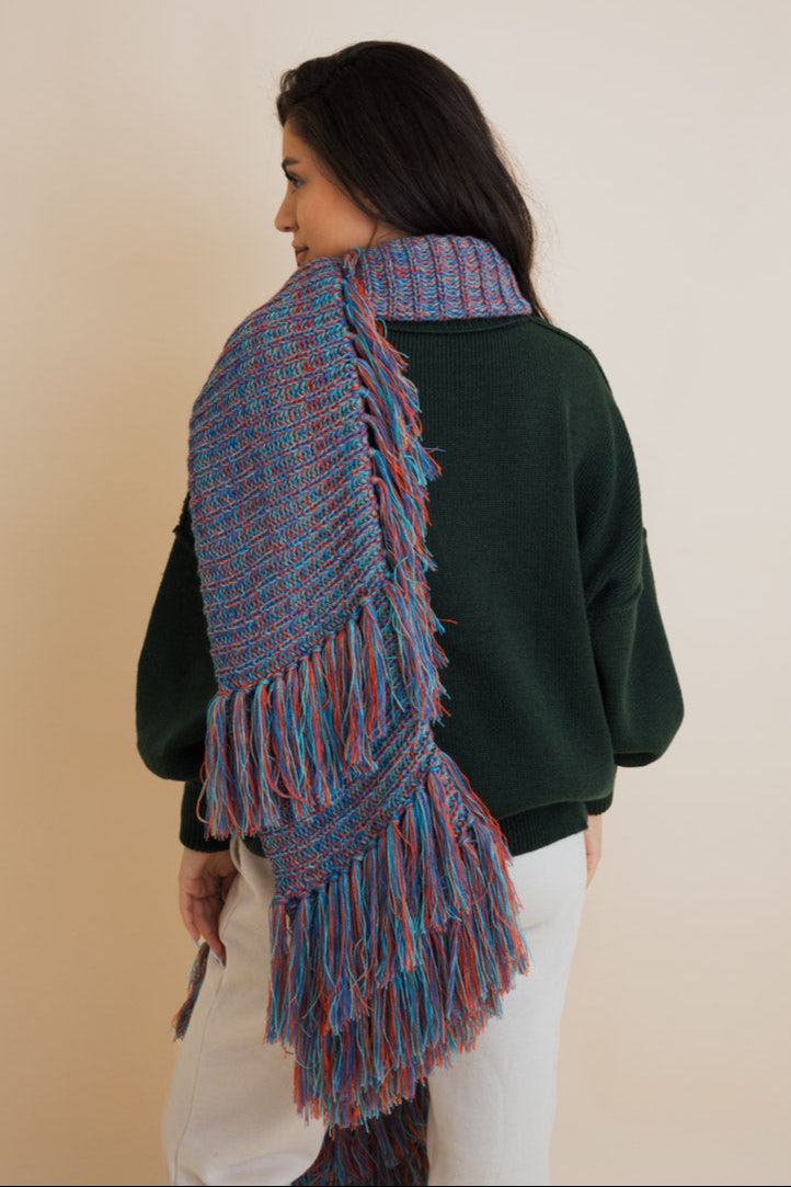 Fluffy Knit Fringe Winter Scarf - NeoKira Unlimited