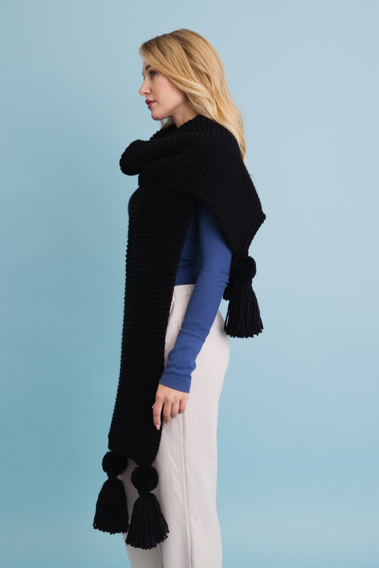 Warm Embrace Knit Scarf with Poms 🧣 - NeoKira Unlimited
