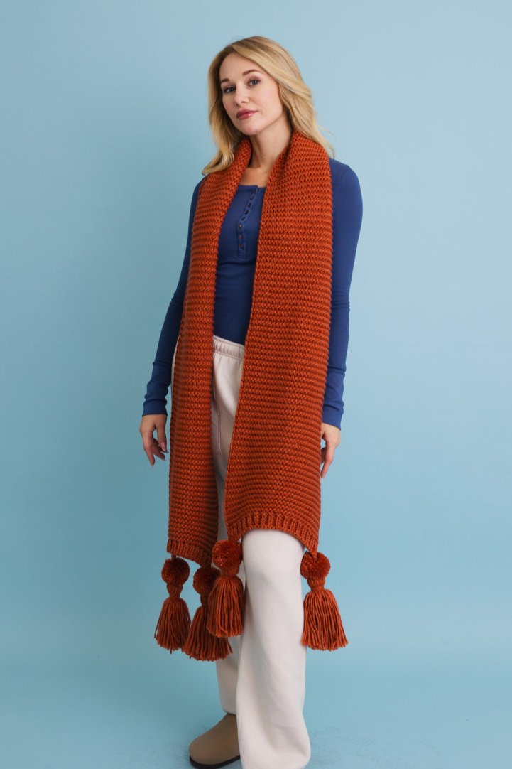 Warm Embrace Knit Scarf with Poms 🧣 - NeoKira Unlimited