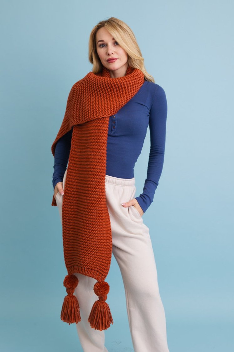 Warm Embrace Knit Scarf with Poms 🧣 - NeoKira Unlimited