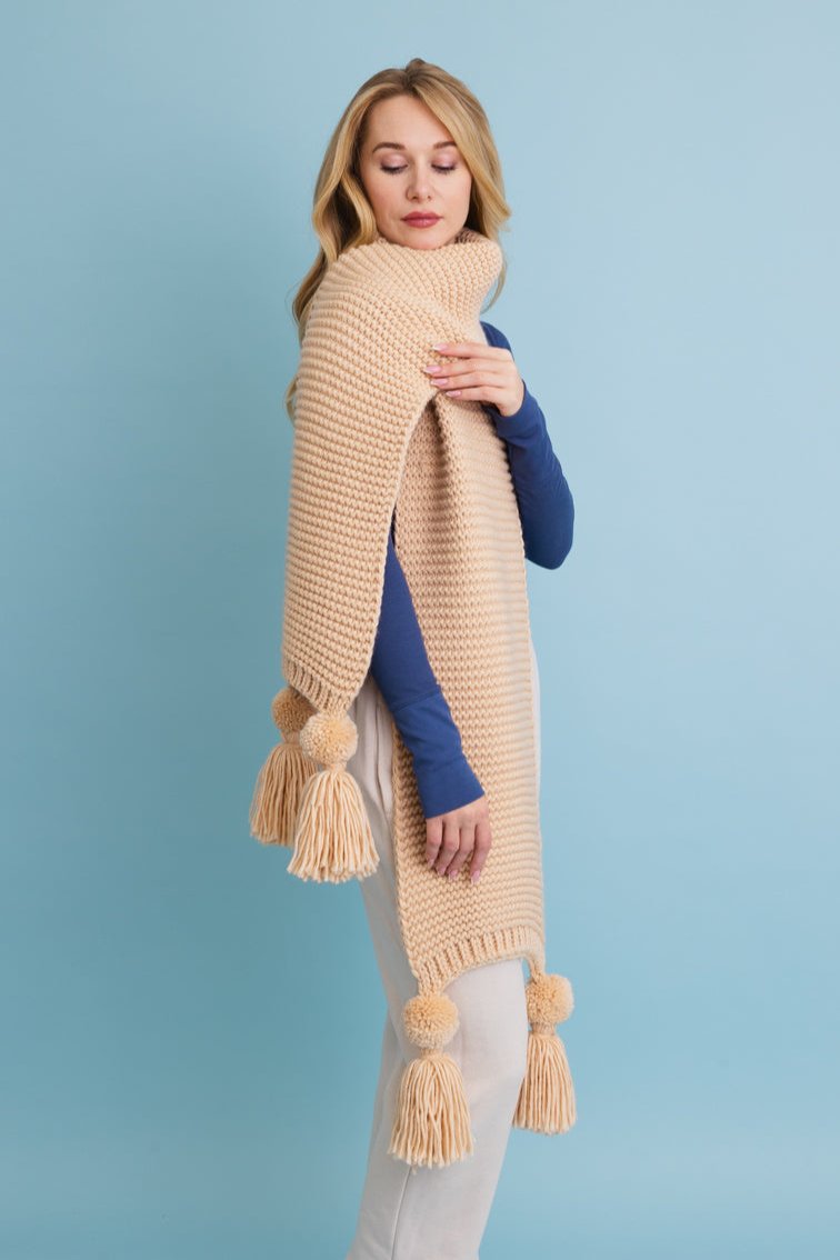 Warm Embrace Knit Scarf with Poms 🧣 - NeoKira Unlimited