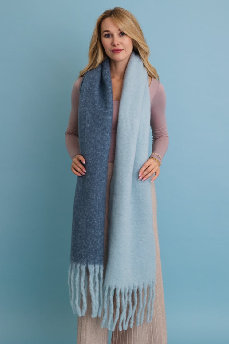Cozy Solid Two Tone Tassel Scarf - NeoKira Unlimited