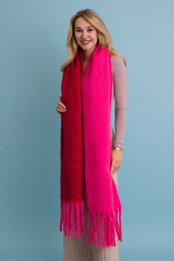 Cozy Solid Two Tone Tassel Scarf - NeoKira Unlimited