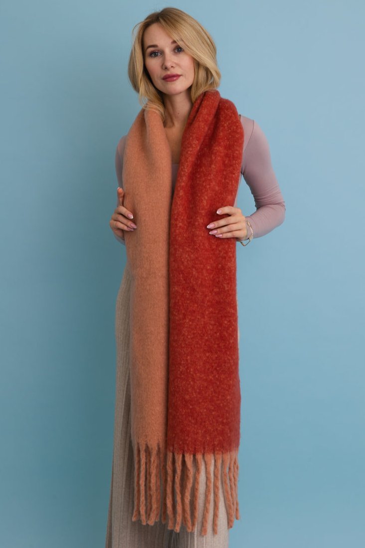 Cozy Solid Two Tone Tassel Scarf - NeoKira Unlimited