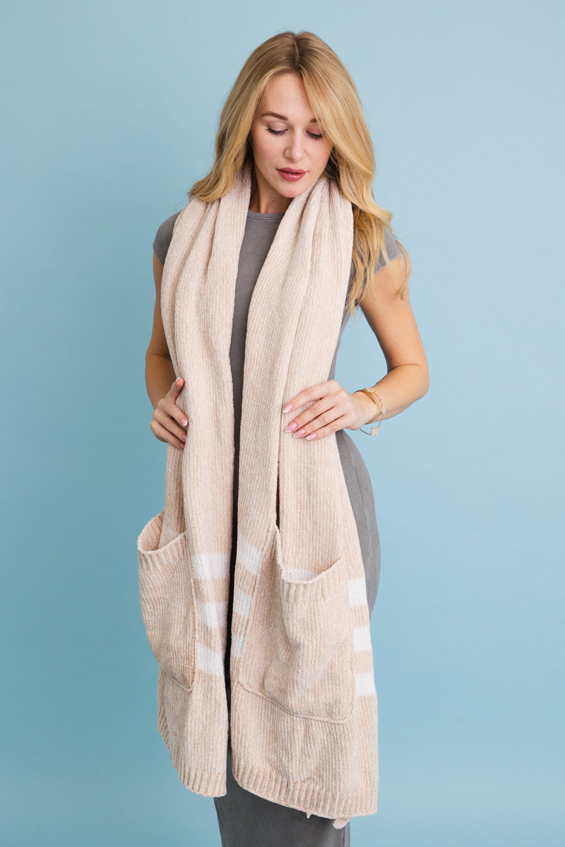Chenille Pocket Scarf - Soft Comfort with Handy Pockets - NeoKira Unlimited