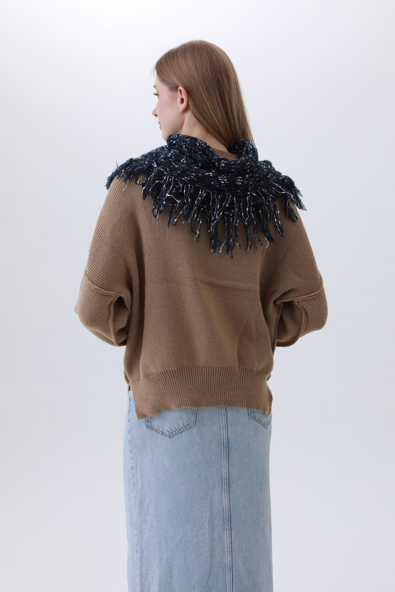 Organic Coconut Button Infinity Scarf – Textured Cocoon Wrap - NeoKira Unlimited