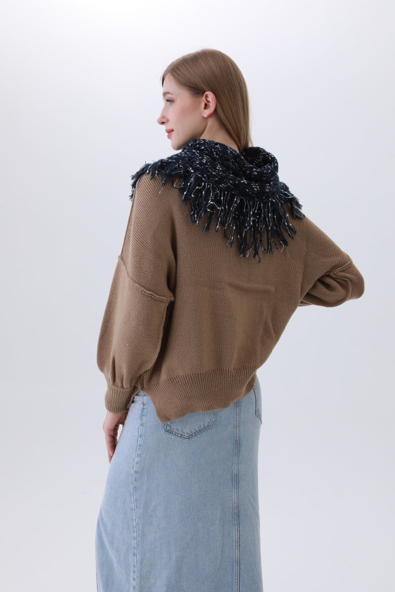 Organic Coconut Button Infinity Scarf – Textured Cocoon Wrap - NeoKira Unlimited