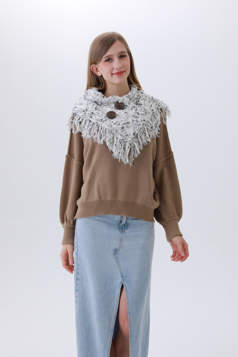 Organic Coconut Button Infinity Scarf – Textured Cocoon Wrap - NeoKira Unlimited