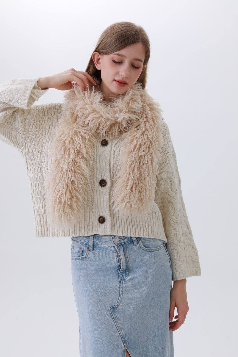 Luxe Feather-Trim Scarf – Plush Winter Elegance - NeoKira Unlimited