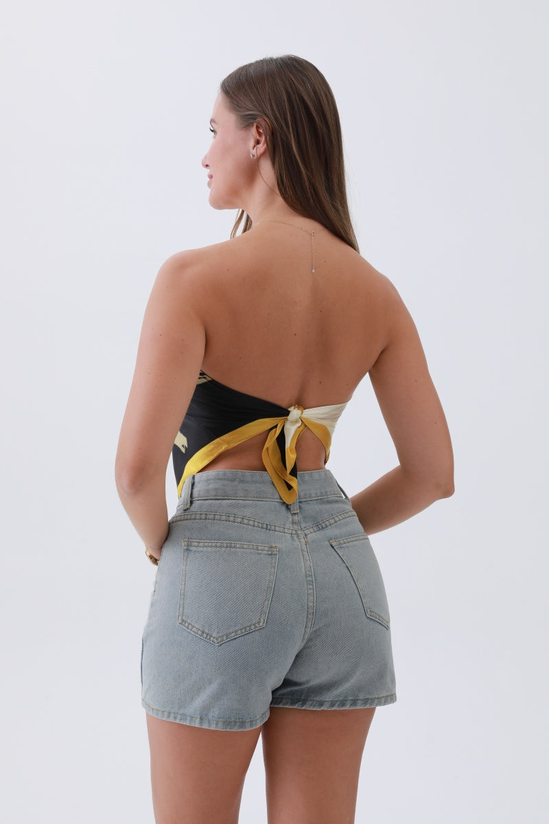 Golden Tulip Bandana – Botanical Opulence in Silk🌷✨ - NeoKira Unlimited