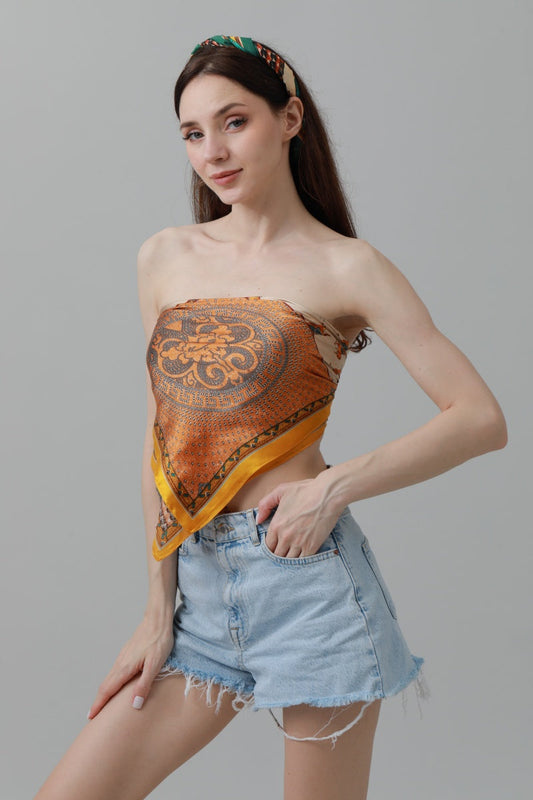 Vintage Patchwork Bandana – Luxe Silk Square Scarf 🌸✨ - NeoKira Unlimited